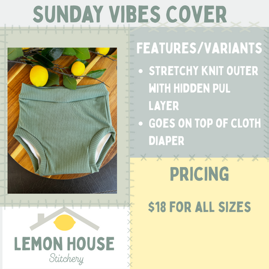 Custom Sunday Vibes Elastic-Free Diaper Cover