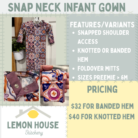 Custom Snap Neck Infant Gown